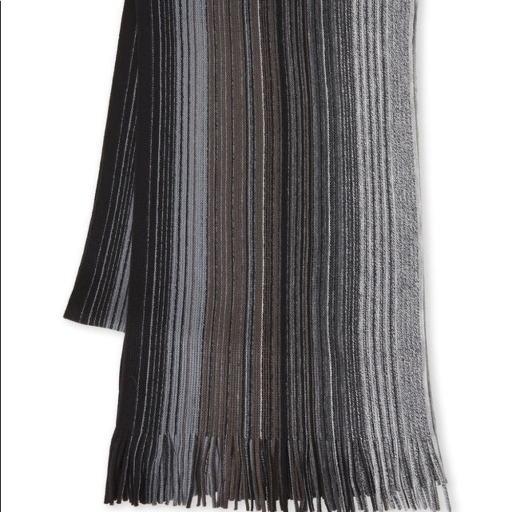 V. FRAAS Men's Striped Wool Scarf in Black, Gray, Brown